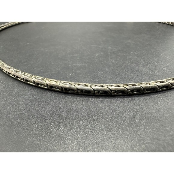 Vtge 16” Textured Ethnic Link Chain Abstract Bar Design Choker Necklace 925 34Gs - Picture 6 of 8